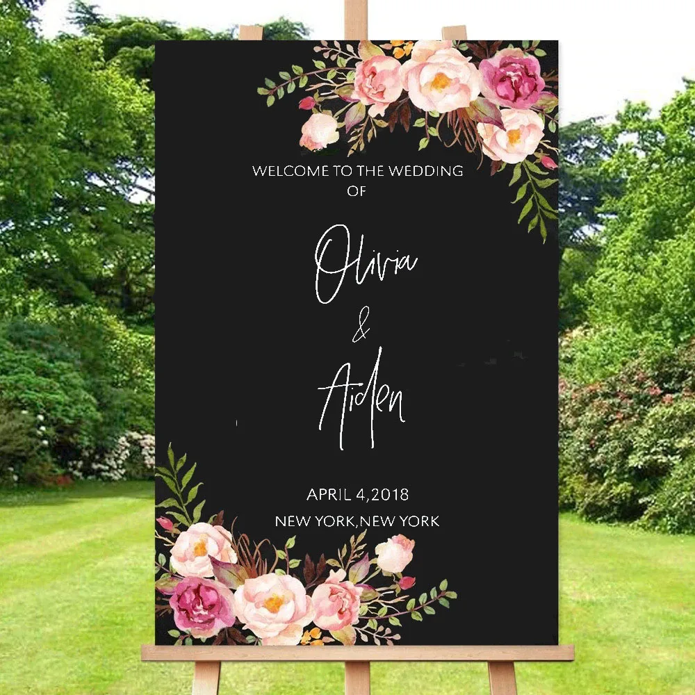 

Wedding Decor Personalized Welcome Sign Decals Sticker Custom Wedding Reception Vinyl Removable Waterproof Decal ph768