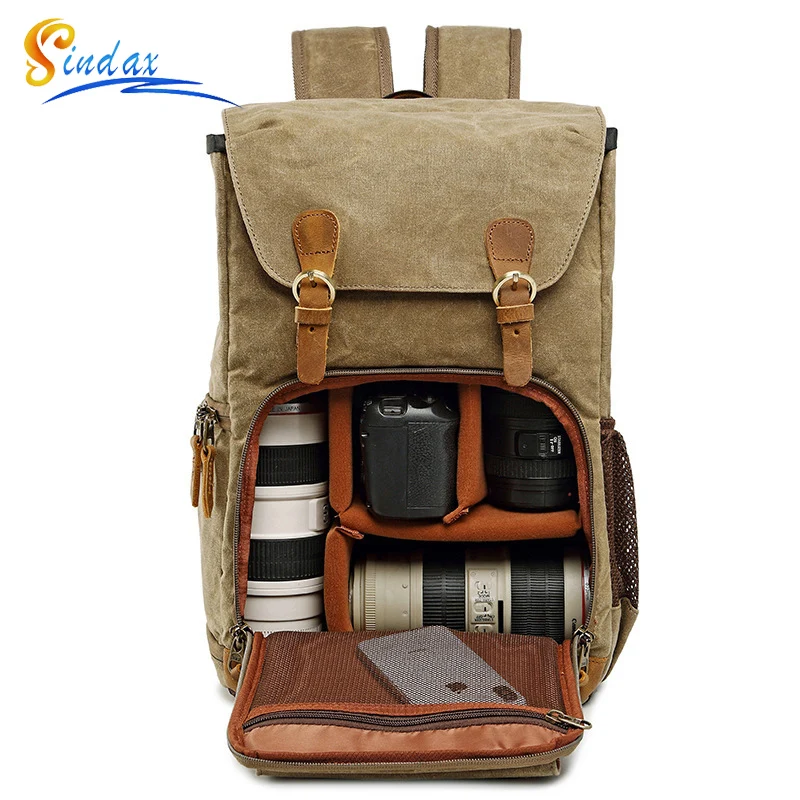 Large Capacity Photo Bag Batik Canvas Camera Lens Bag For Canon Nikon Fit For 15 Inch Laptop