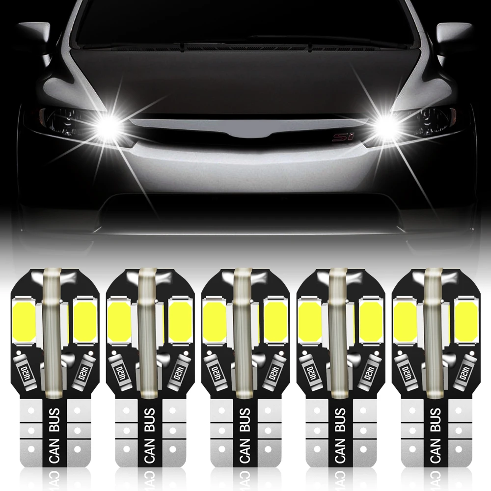 Светодиодсветодиодный лампа для салона автомобиля 5x T10 W5W ford focus 2 3 bmw e46 e39 e60 Volkswagen