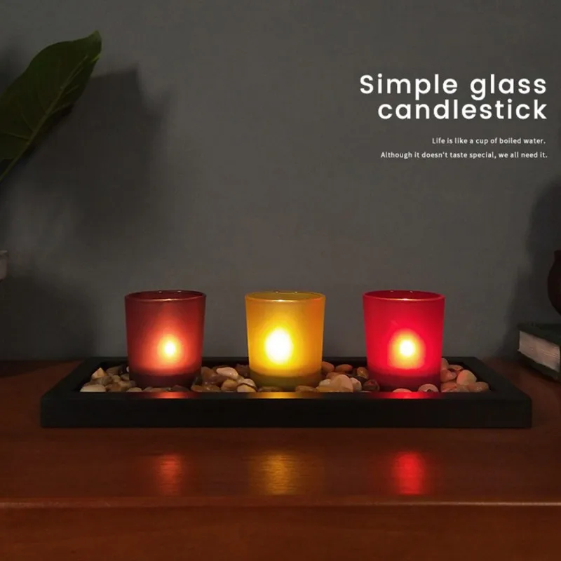 

Simple Retro Glass Candle Holder Black Tray Set Weddings Candlelight Dinners Valentine's Day Decoration T