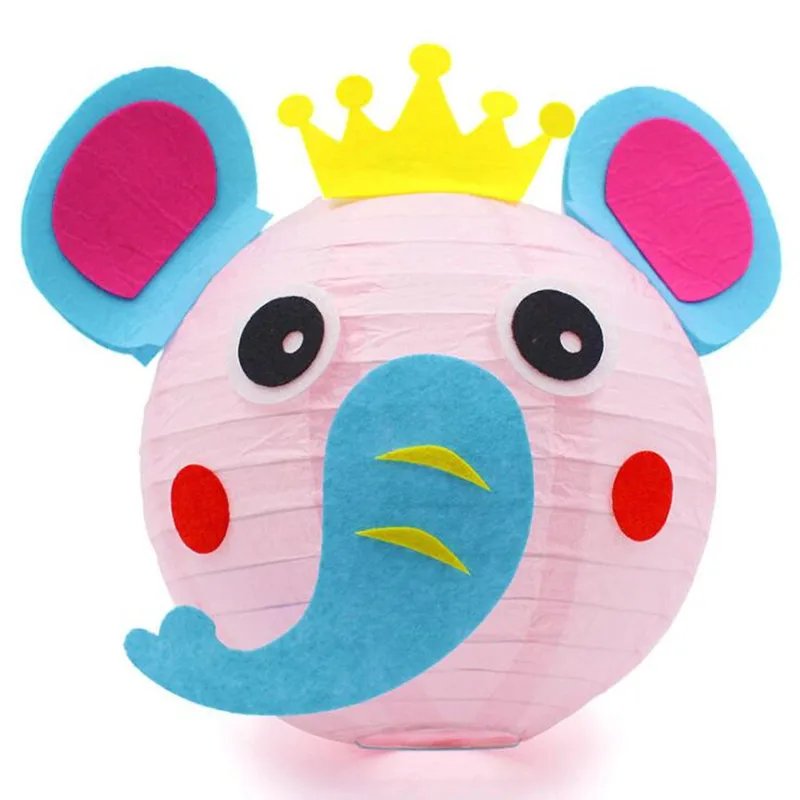 LED 20 см мультфильм Животные фонарь китайский круглый бумажный для детей DIY ручной