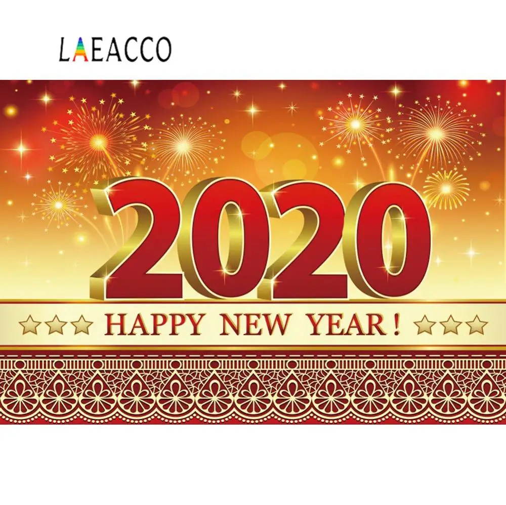 Фото Laeacco счастливый новый год 2020 фейерверк фейерверки блестящие звезды Сцена