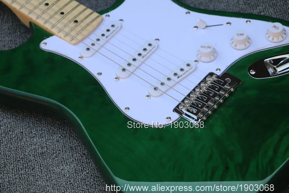 2021 ling up custom green ST электрическая гитара Кленовая подставка пользовательский