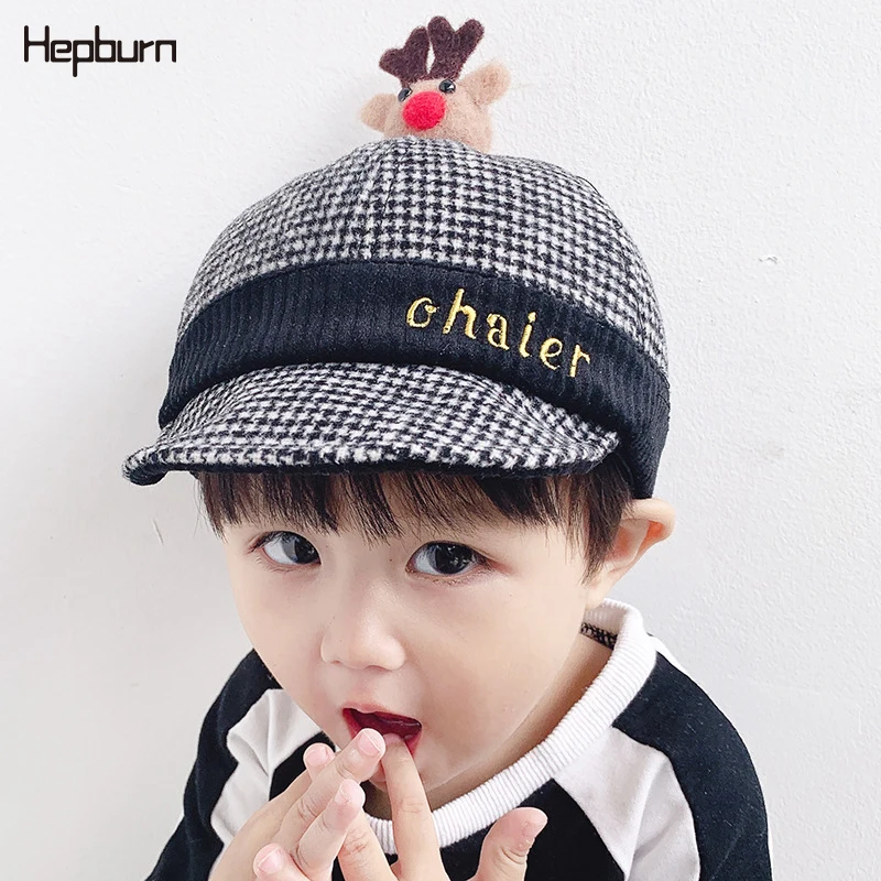 Hepburn Brand Cartoon elk Child Kids Baby Boy/Girl Cap Outdoor Visor Casquette sun hats Warm Snapback Bone Baseball | Аксессуары для