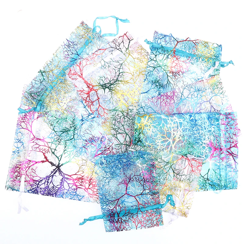 

10Pcs 4 Sizes White&Colorful Drawstring Organza Bags Jewelry Packaging Bags Wedding Gift Bags Jewelry Pouches