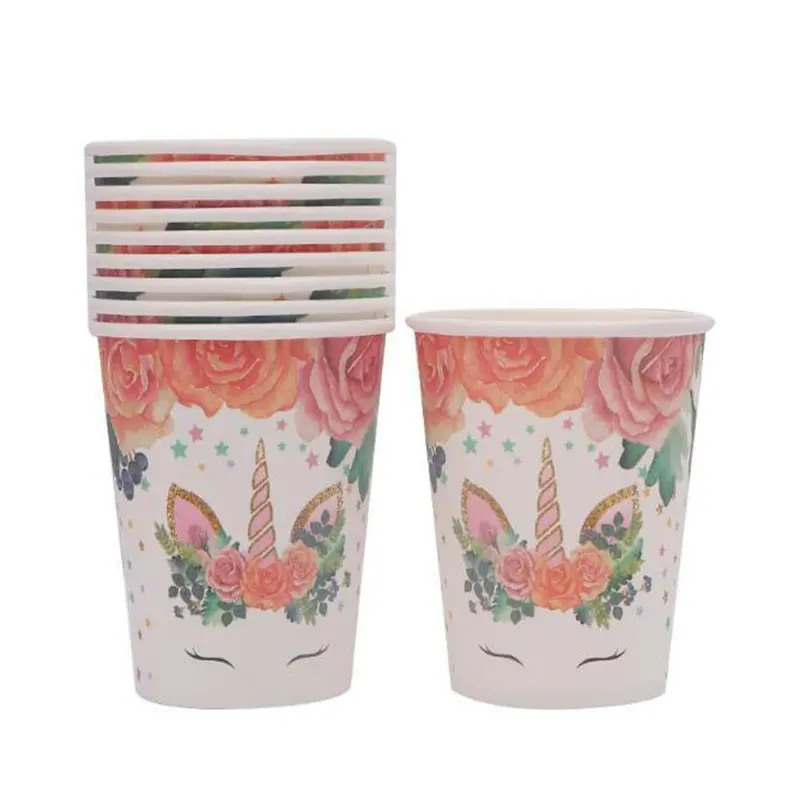 Единорог День Рождения декорации одноразовые набор столовых приборов шар чашки