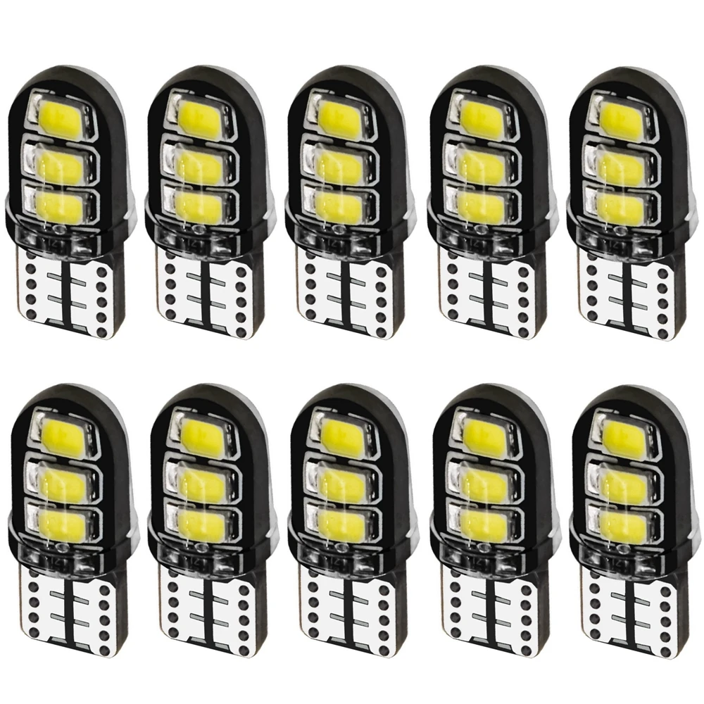

10 шт., водонепроницаемые светодиодсветодиодный лампы T10 W5W 6 SMD 194 2835 WY5W