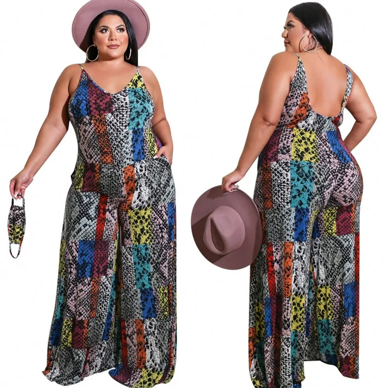 Large Size Suspender Jumpsuit African Casual Women