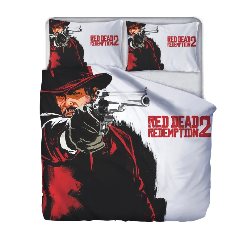 Джон Марстон 3D мультфильм Queen Комплект постельного белья королевского размера Red