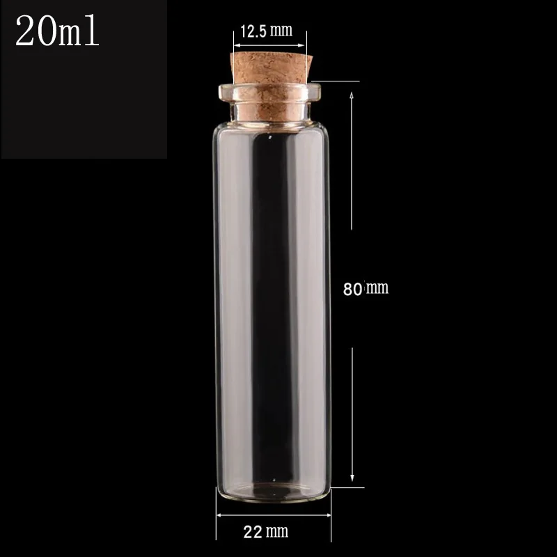 

40Pcs/lot Mini Transparent Glass Bottles With Corks Stopper Capacity For 10ml 15ml 20ml Glass Jars Wishing Bottle Gifts