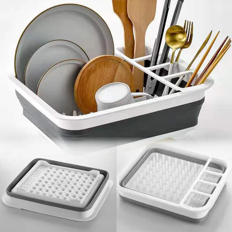 Foldable Dish Rack Camper Car Portable Bowl TPR Sink Design For RV Caravan Boats Tableware New |