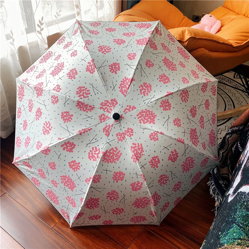 

Japanese Women Umbrellas Windproof Protection Parasol Sun Umbrella Portable Pocket Three Fold Parasol Rain Strong Umbrella