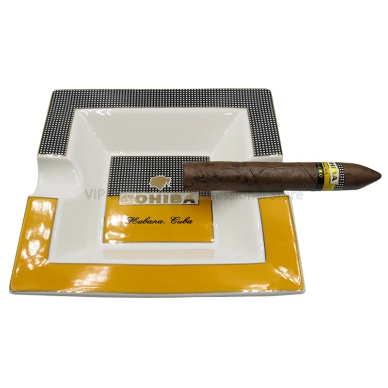 COHIBA квадратной тонкой керамической сигары пепельницы для сигарет 2 держатель 1