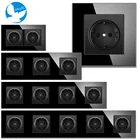 Немецкая электрическая розетка 2, 3, 4 n 5 с черной стеклянной панелью, комбинированная Европейская и испанская вилка, розетка Schuko Россия 220 В 16 А