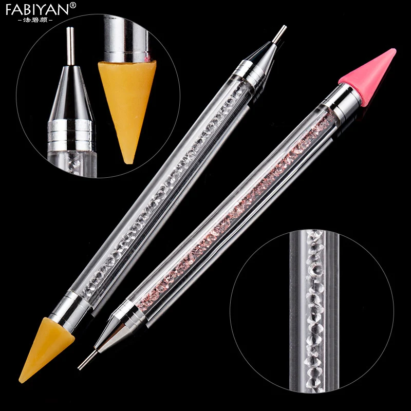 Двусторонняя самоклеящаяся ручка Стразы для дизайна ногтей кисточка нанесения