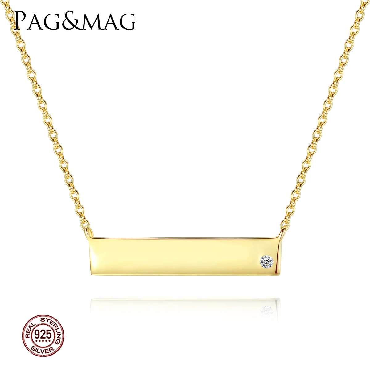 

PAG & MAG plated 18K real gold S925 Sterling Silver Necklace Pendant simple and versatile micro Necklace