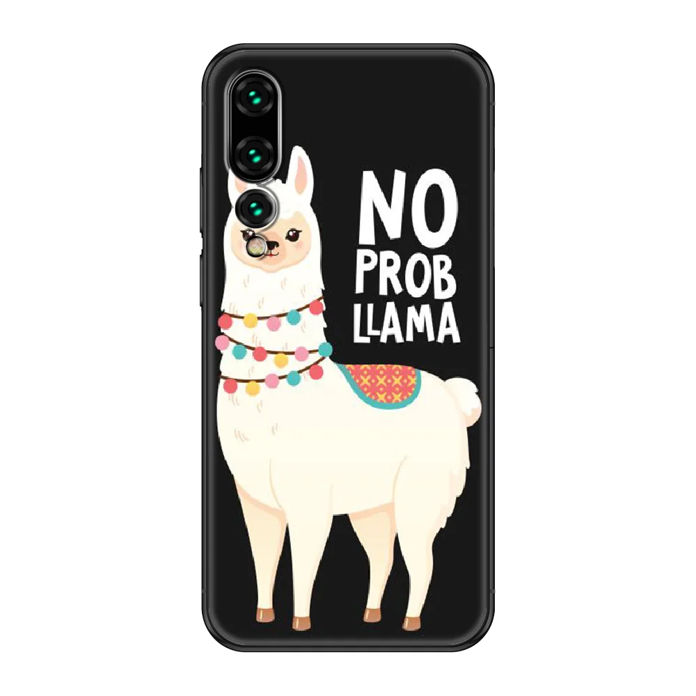 Alpacas No Prob Lama чехол для телефона Huawei P 8 10 20 30 Smart Plus 2019 Z Lite Pro 2017 черный красивый