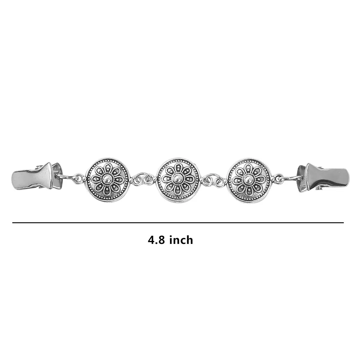 Зажим для рубашки кардигана винтажный металлический серебристый зажим