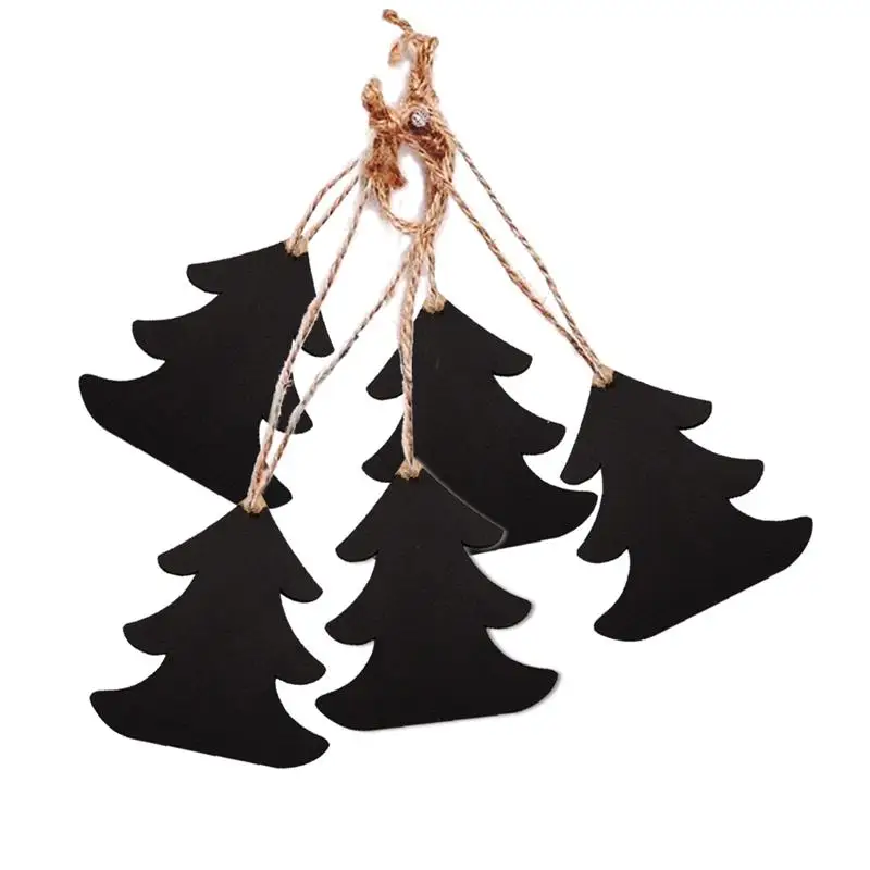

10 PCS Wooden Hanging Mini Blackboard Christmas Tree Pendant Double-sided Decorative Chalkboard Home Decor DIY Gifts Price Tags
