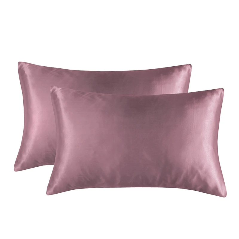 Two pieces European and American imitation silk pillowcases pure color decorative pillow cases | Дом и сад