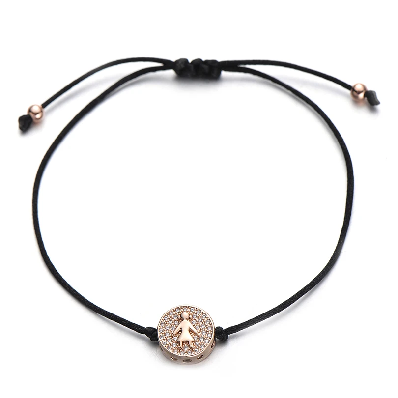 human rose gold Pipitree Фианит, циркон, Кристалл Круглый браслет в форме сердца глаз бабочка цветок Шарм красные нитяные браслеты для женщин ювелирный подарок для возлюбленных - Окраска металла: human rose gold