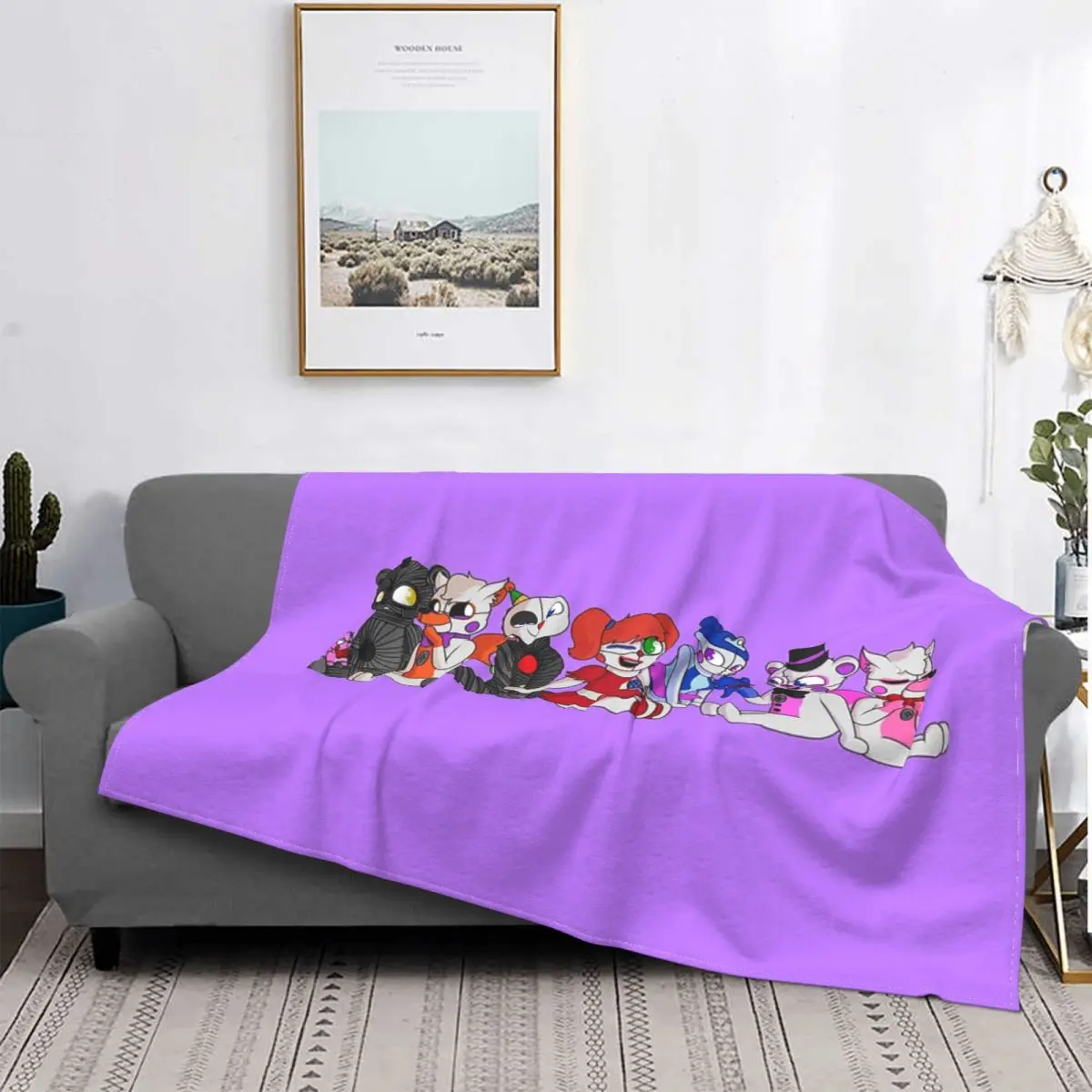 

Fnaf Sister Location Chibi Group Blanket Bedspread Bed Plaid Cover Bed Blanket Picnic Blanket Receiving Blankets