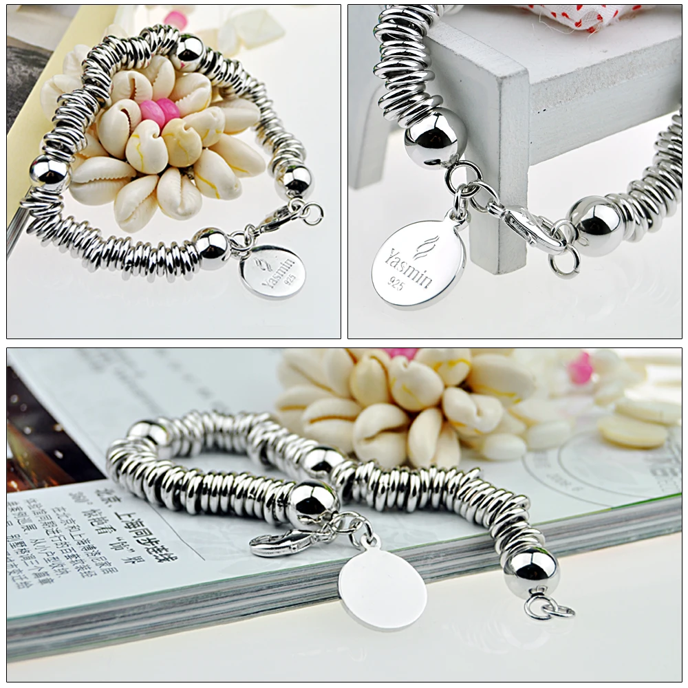 Браслеты-цепочки и звеньев браслеты из стерлингового серебра 925 пробы для женщин