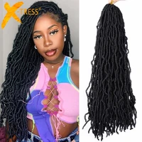 x tress synthetic crochet braids hair curly faux locs ombre black colored long braiding hair extension for women soft dreadlocks