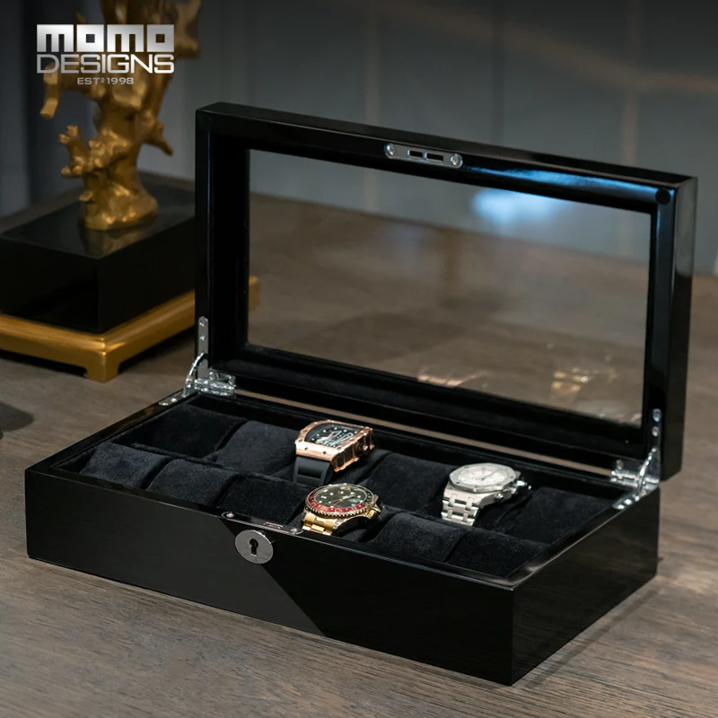 Деревянная коробка для хранения часов 12 подставка под часы деревянное с черной