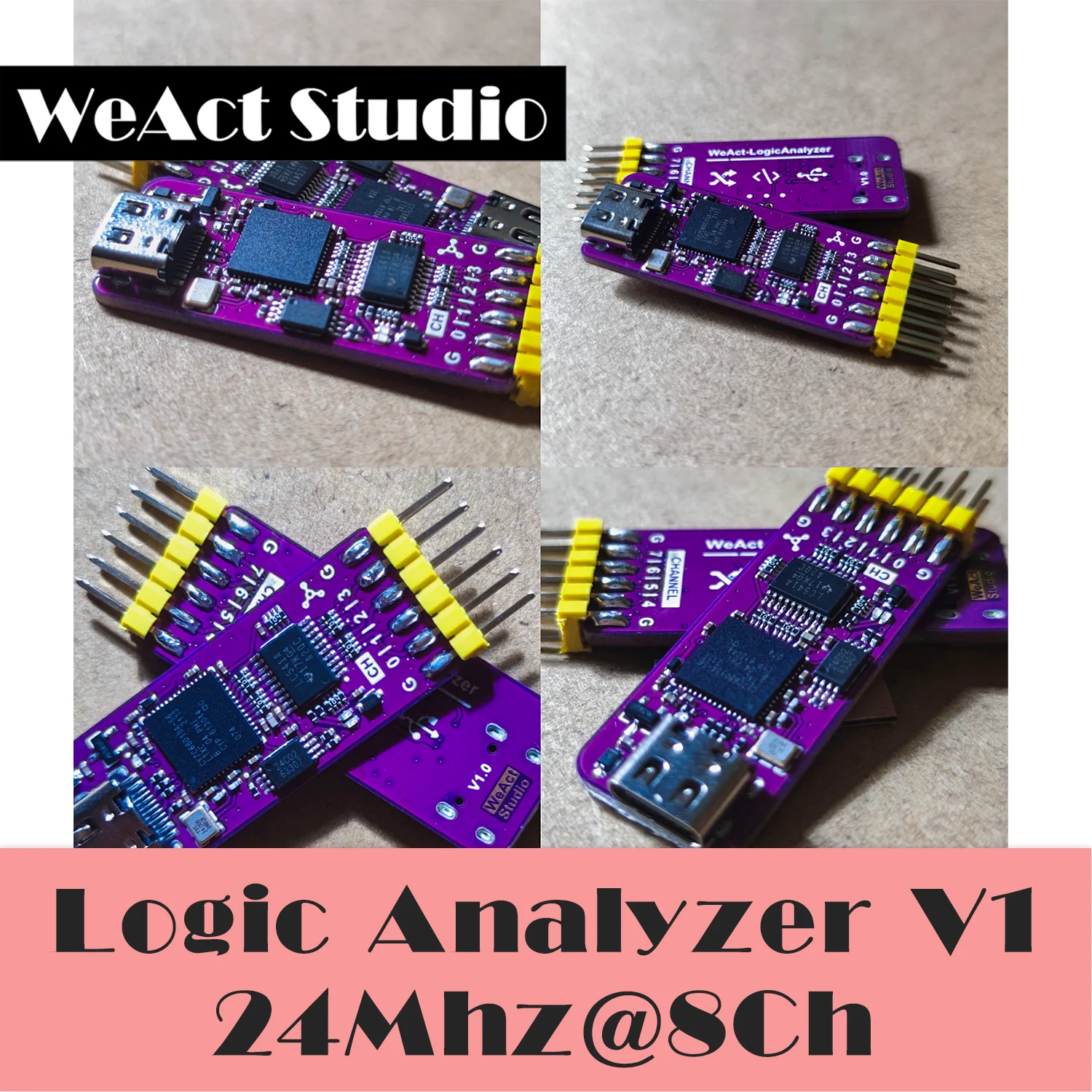 WeAct USB логический анализатор для Mini 24 МГц 8 каналов аппаратный инструмент отладки 5