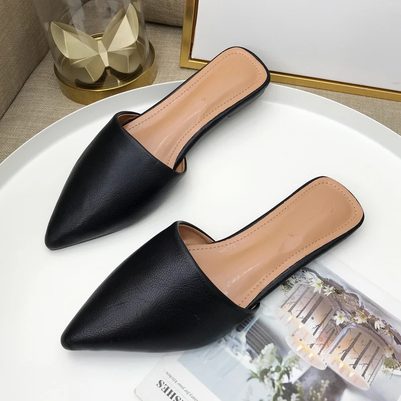 

Тапки baotou женские с закрытым носком, повседневные шлепанцы с плоской подошвой, универсальные, летние