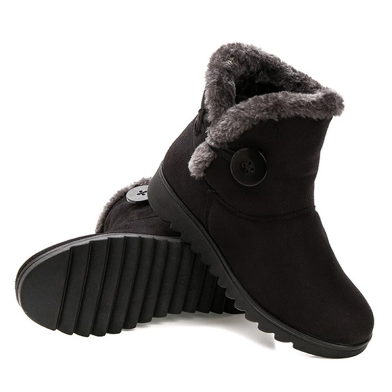 Женские короткие ботинки Зимние теплые плюшевые удобные в стиле ретро Замшевые