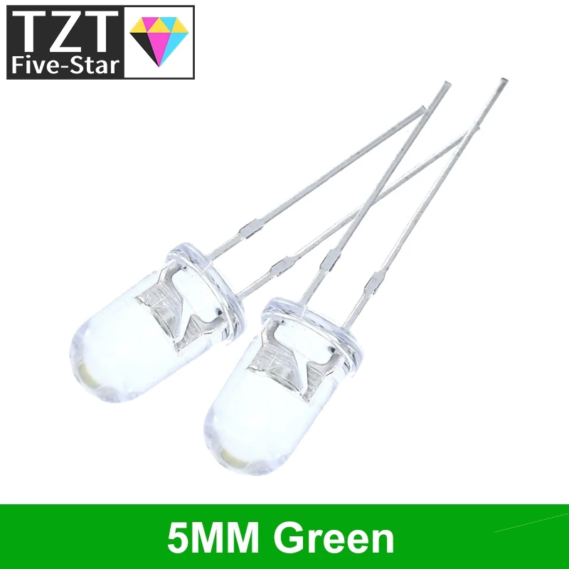 100 шт./лот прозрачный Круглый 5 мм супер яркий зеленый красный белый желтый синий