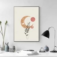 abstract moon sun canvas poster paintings burnt orange boho art prints minimalist flowers wall art pictures bedroom home decor