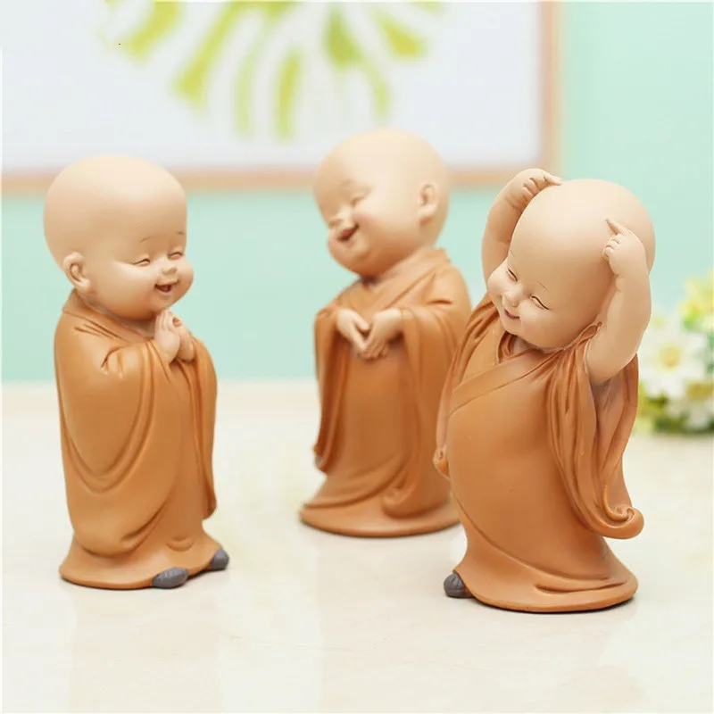 Скульптура маленького монаха из смолы в китайском стиле ручная резная статуя