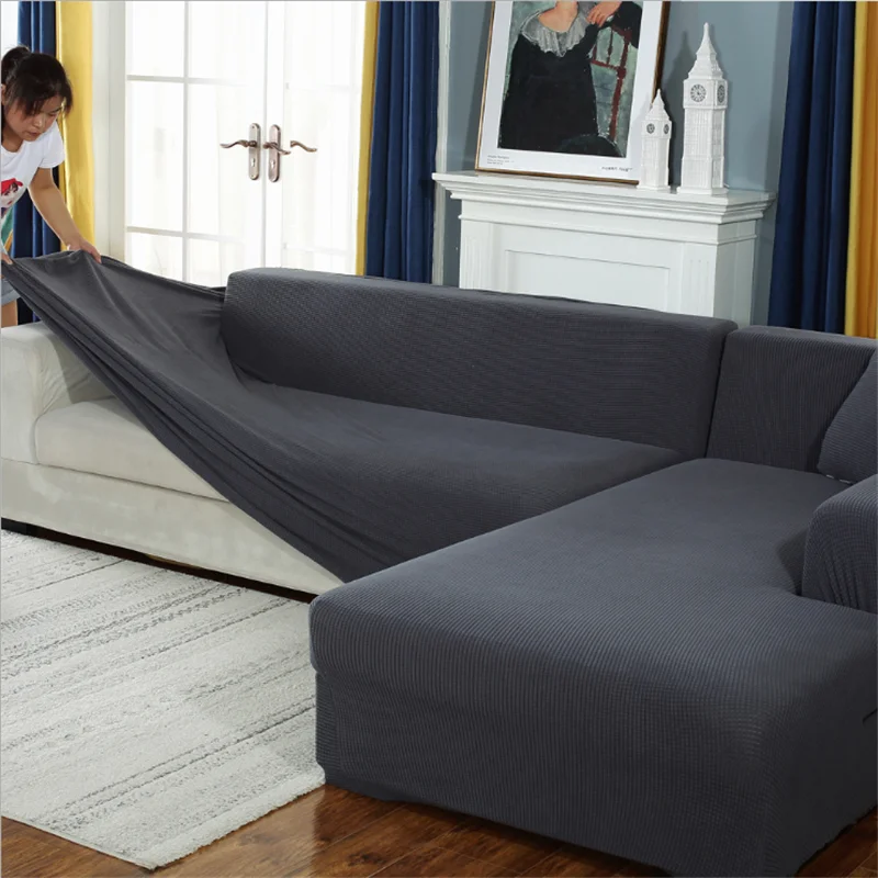 

18 cor sólida grosso sofá protetor jacquard sólido impresso capas de sofá para sala estar sofá capa canto slipcover l forma