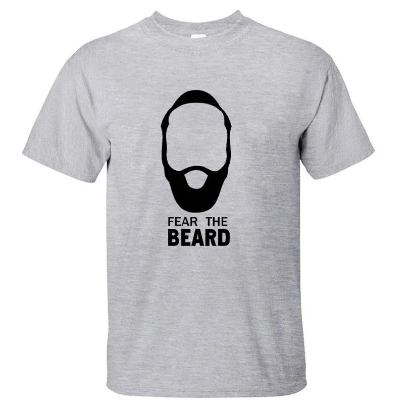 Мужские хлопковые футболки с круглым вырезом и надписью «Star James Harden Fear the Beard» - Цвет: gray black