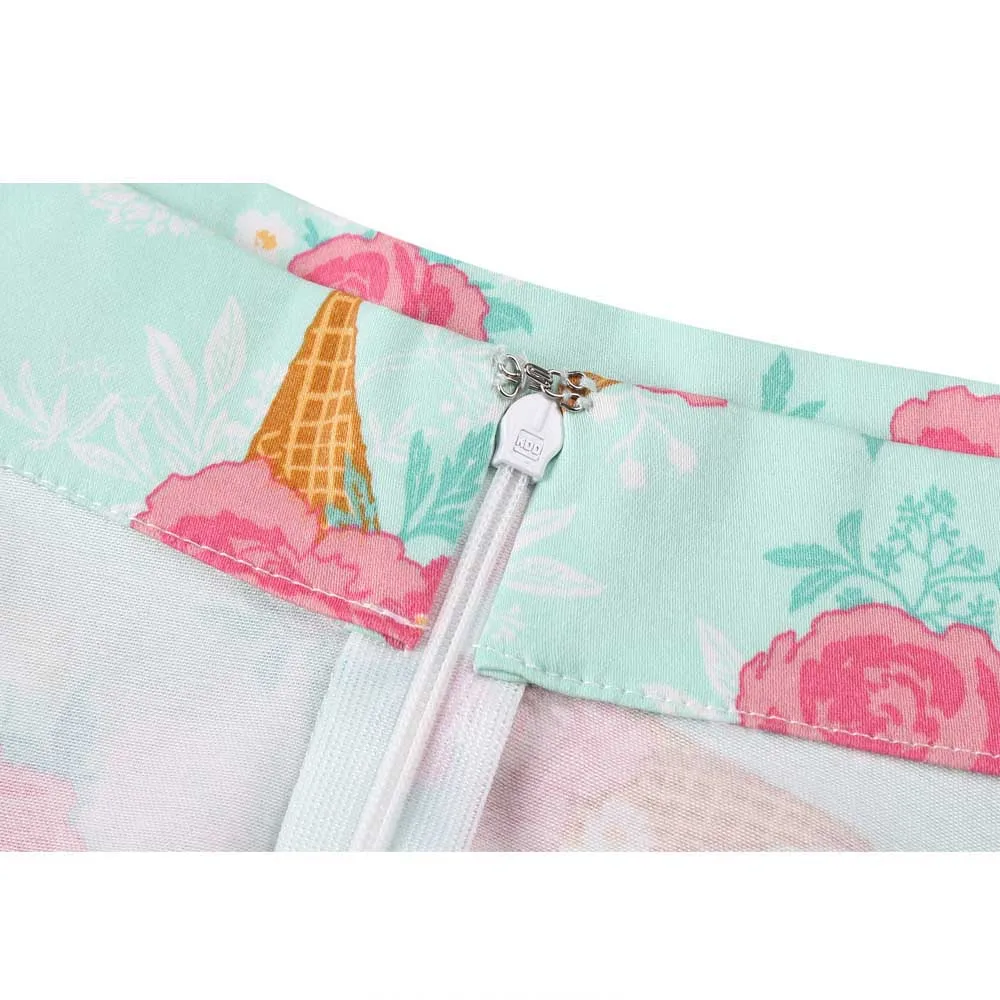 50s Винтаж женские букет в ретро стиле Цветочный принт Высокая Талия Миди юбки до