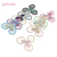 50pcs embroidery vintage flower petals 3 petal flower appliques craft accessory for diy craft making wedding hair jewelry