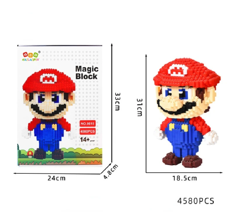 

4580pcs Mario Mini Blocks Big Model Size Yoshi Anime DIY Micro Building Block Toys Auction Toy Kids Gifts Model Collectibles Toy
