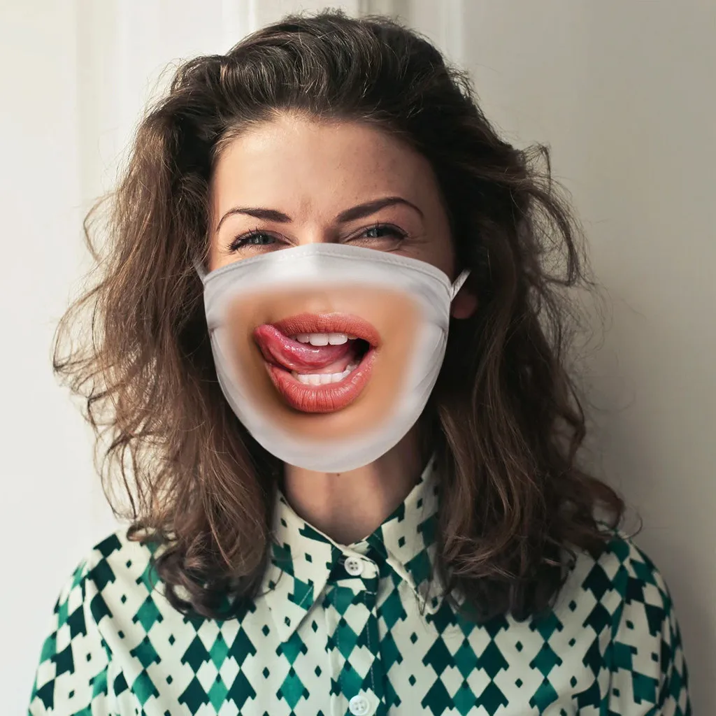 Маски для вечеринки 2020 маска с забавным принтом выражений модная моющаяся лица