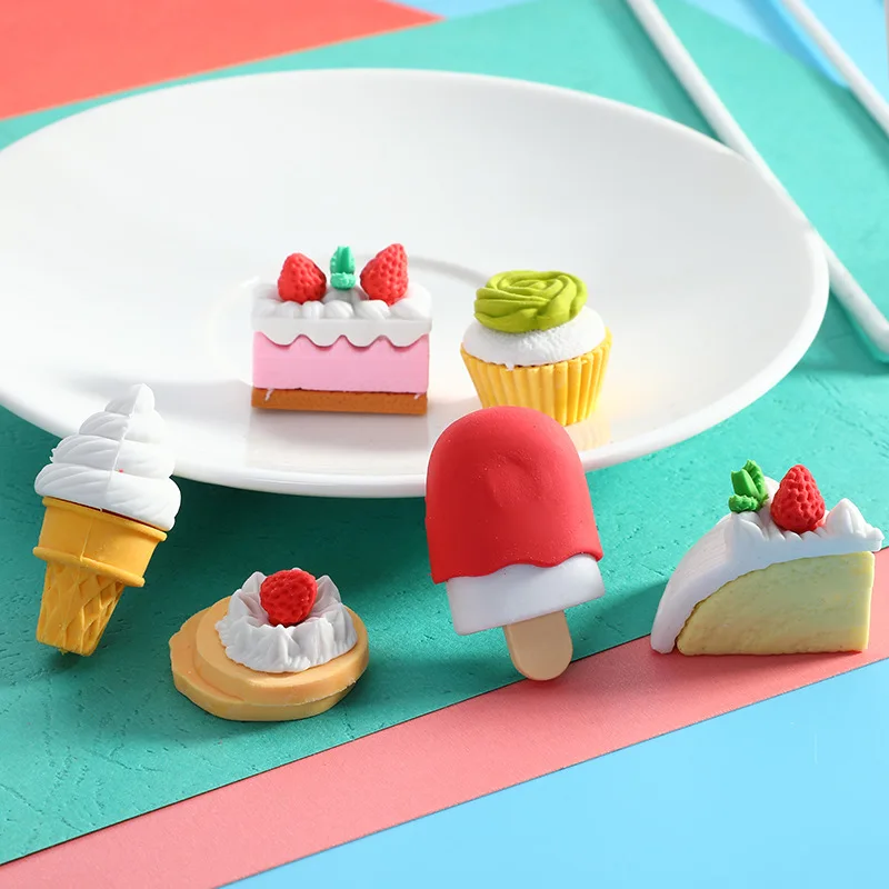 

Creative Thermo-Plastic-Rubber Fruit Food Erasers Simulation Ice Cream Doughnut Vegetable Eraser Children Gifts Cute Stationery