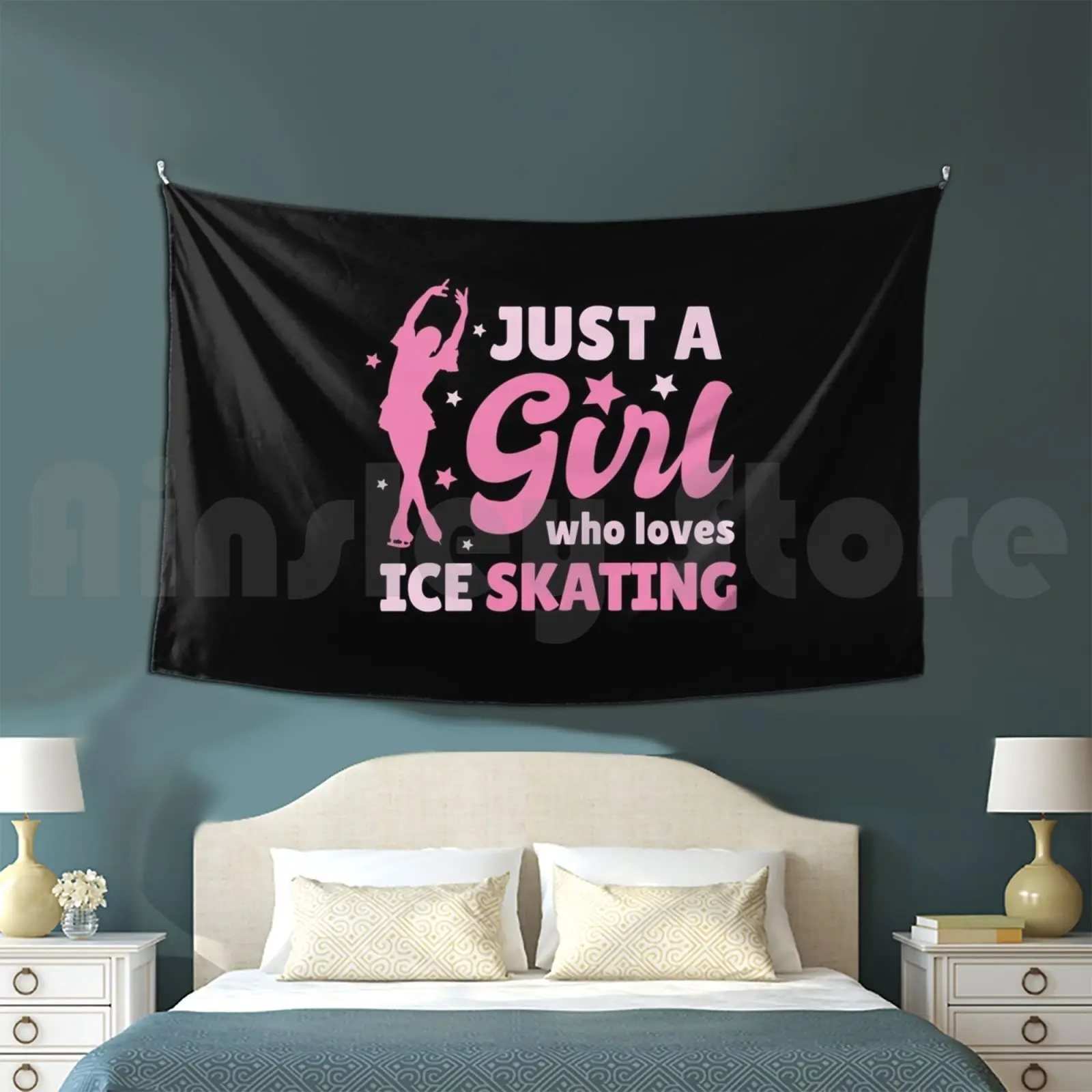 

Just A Girl Who Loves Ice Skating Tapestry Living Room Bedroom Skater Ice Skating Skates Girls Ice Rink Ice