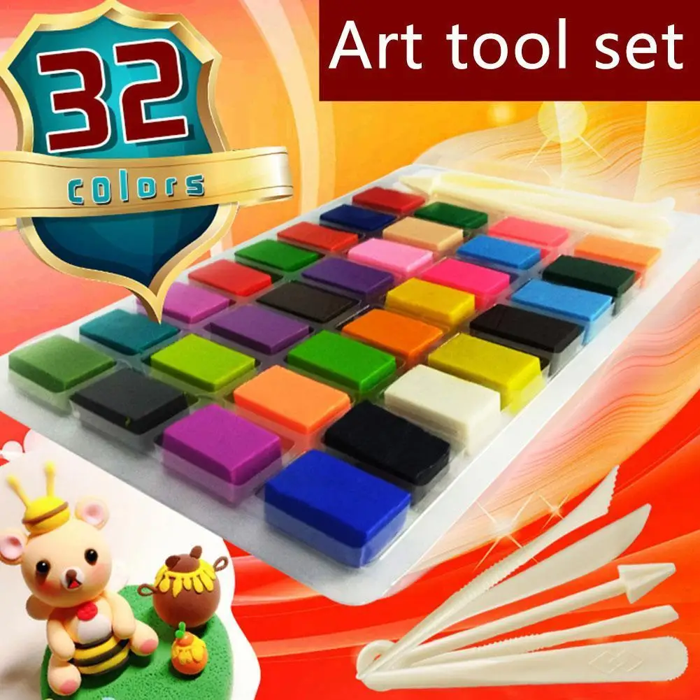 

32-color Soft Clay Clay Clay Block Modeling Line DIY Art Tool Set Handmade Hand-made Supplies