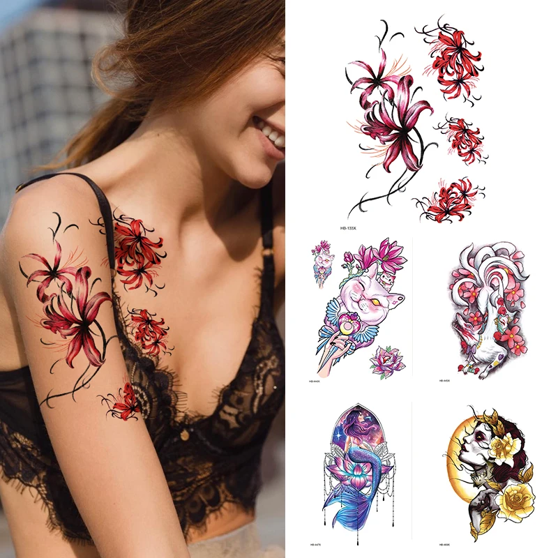 Временная татуировка мандала хризантема Лунный кот хна нижнее белье женские