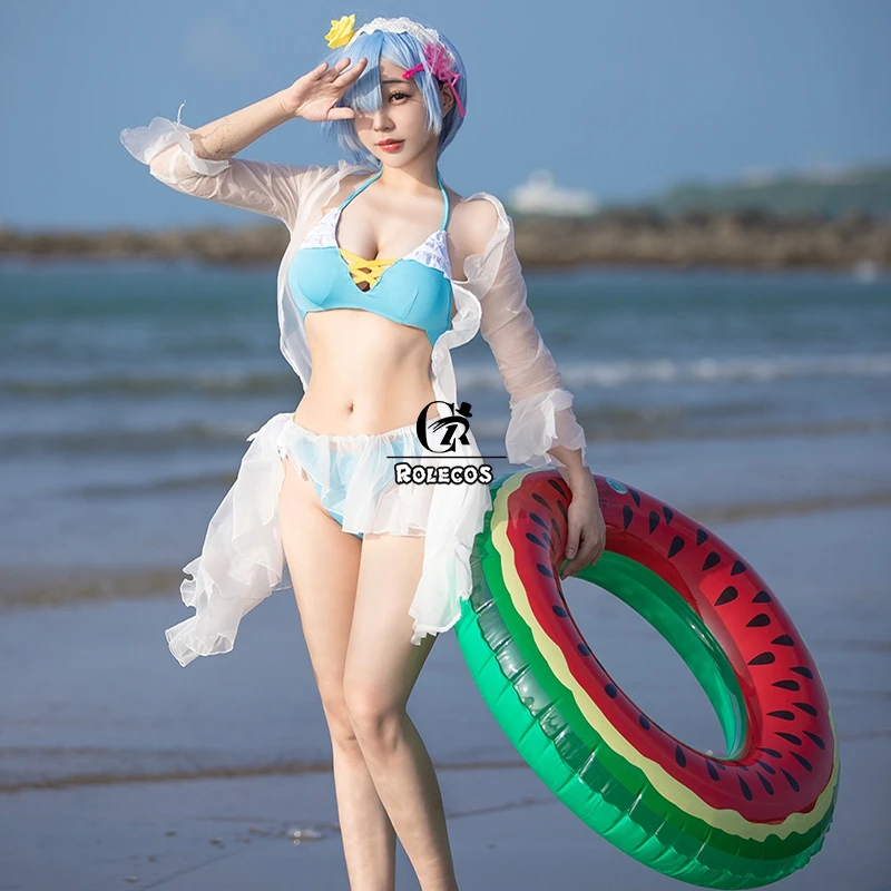 Женский купальный костюм ROLECOS Re Zero Rem с аниме Start Life in other World для косплея бикини| |