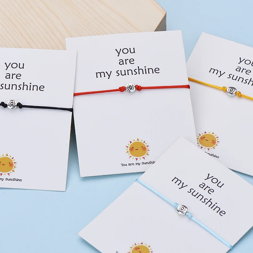IYOE Wish Card You Are My Sunshine браслеты с глазами для женщин и мужчин, подарок на день рождения, винтажный браслет ручной работы с красной нитью