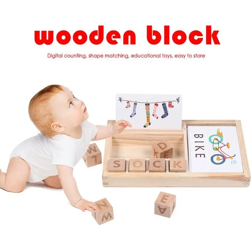 

Wood Spelling Words Game Children's Toys Digital letter Cognitive Spelling Game Puzzle Early Educational Toy Montessori toys