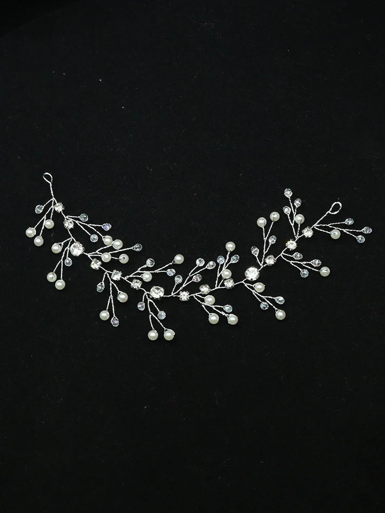 Silver Rhinestone Wedding Headband Flower Head Jewelry Bride Headdress Women Hair Accessories Beads Handmade Bridal Vine | Свадьбы и
