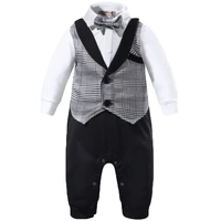 new baby clothes fake two sets long sleeve jumpsuit business suit new born baby clothes baby romper 0 24months